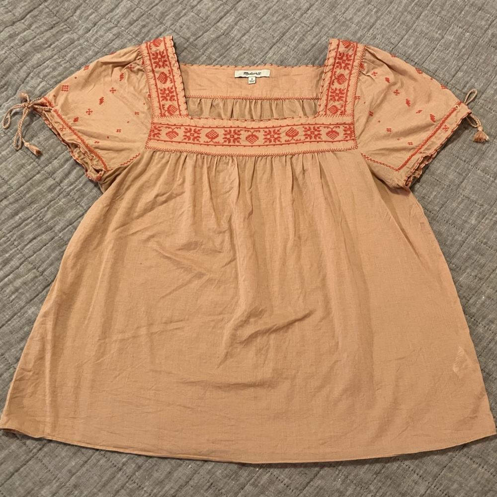Madewell peach blouse, size M